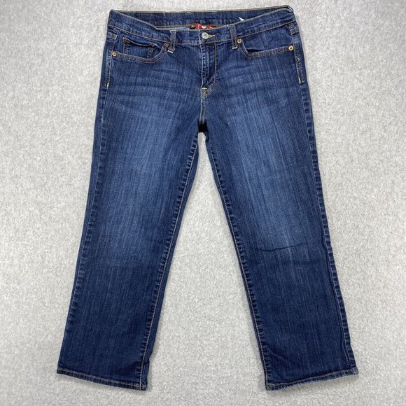 Lucky Brand Jeans Womens 32x24 Sweet N Low Crop Blue‎ Denim Whisker Fade Stretch - Picture 1 of 14